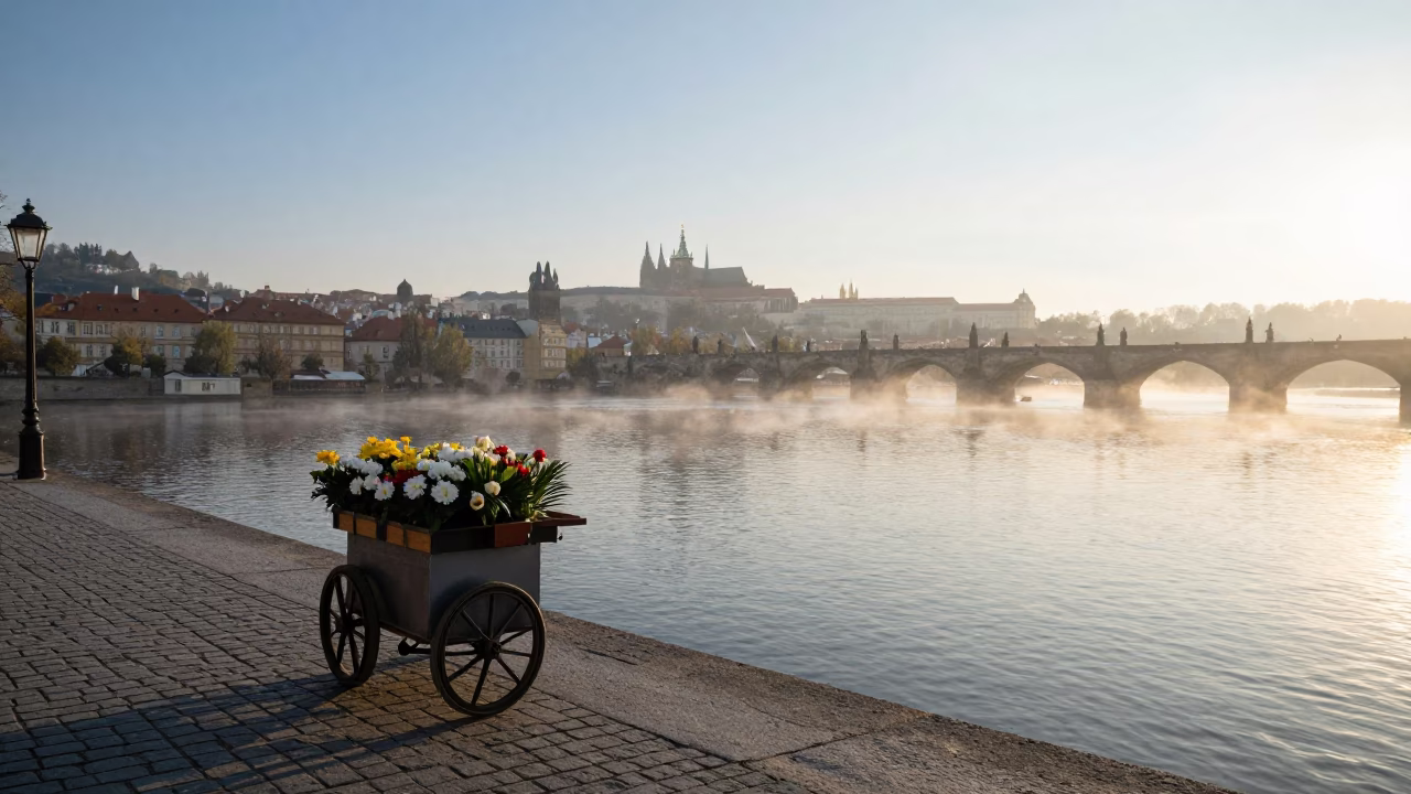 Florist Cart in Prague in in Prague, Czech Republic
