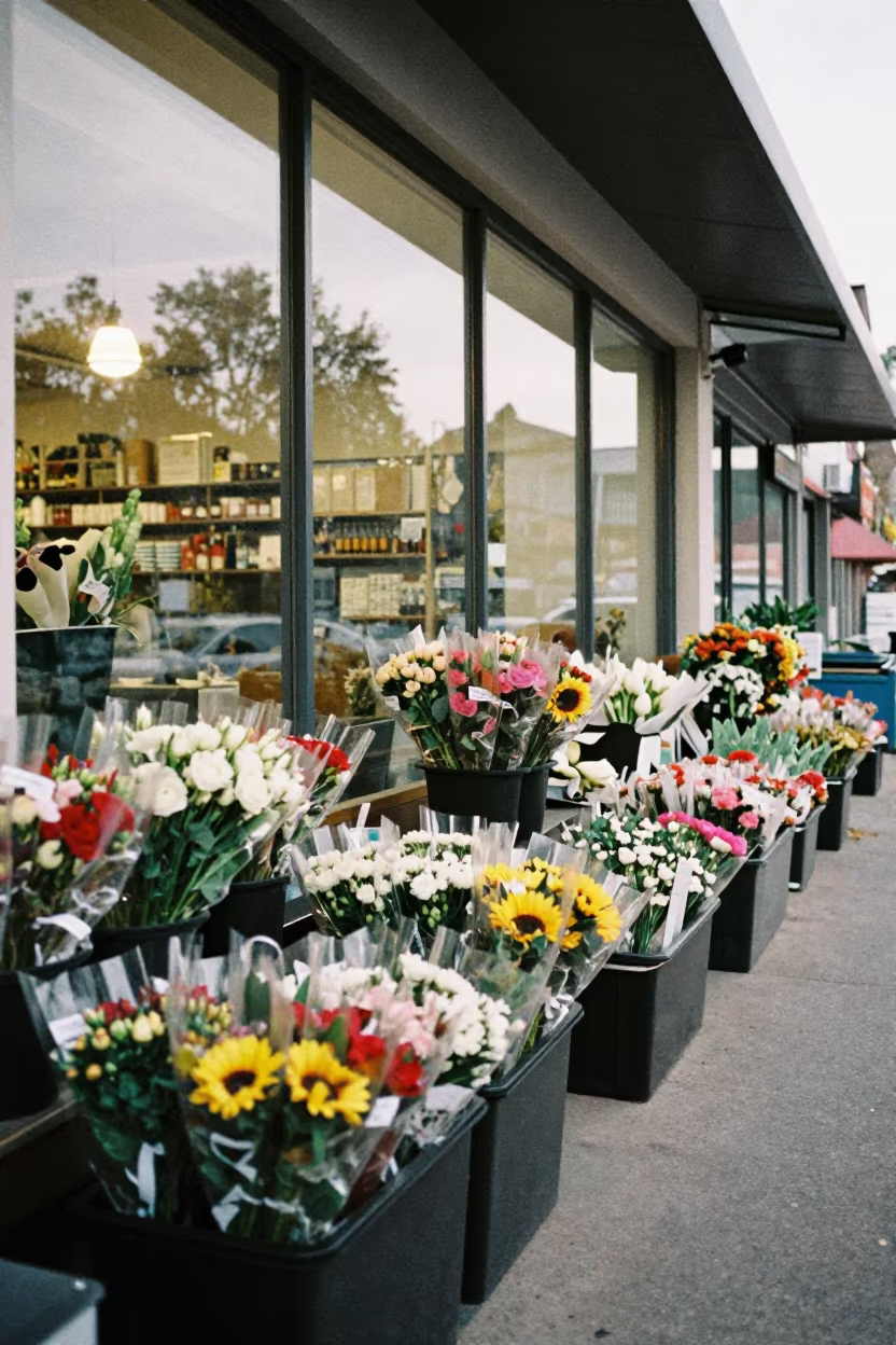 Florist Cooler Bouquets Dawn Nanchang Store in at a checkout lane under flat store light near Nanchang