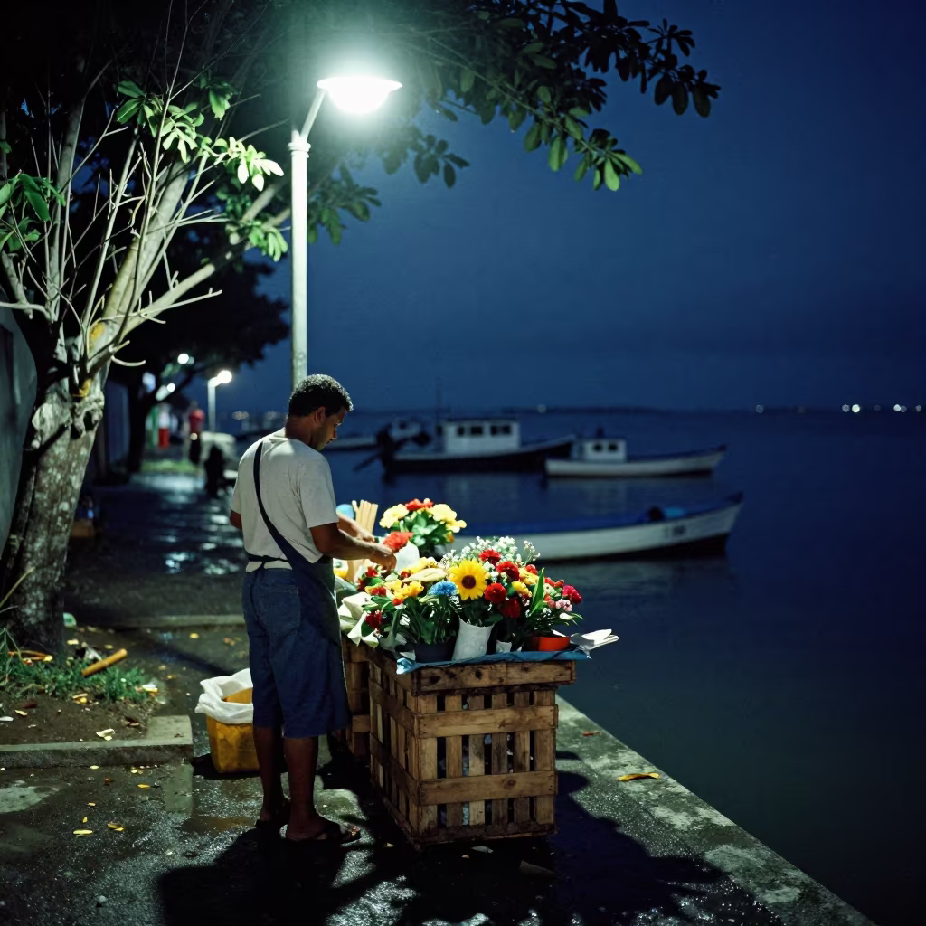 Florist at Harbor Edge Late Night Maceio in at a harbor edge in Maceio