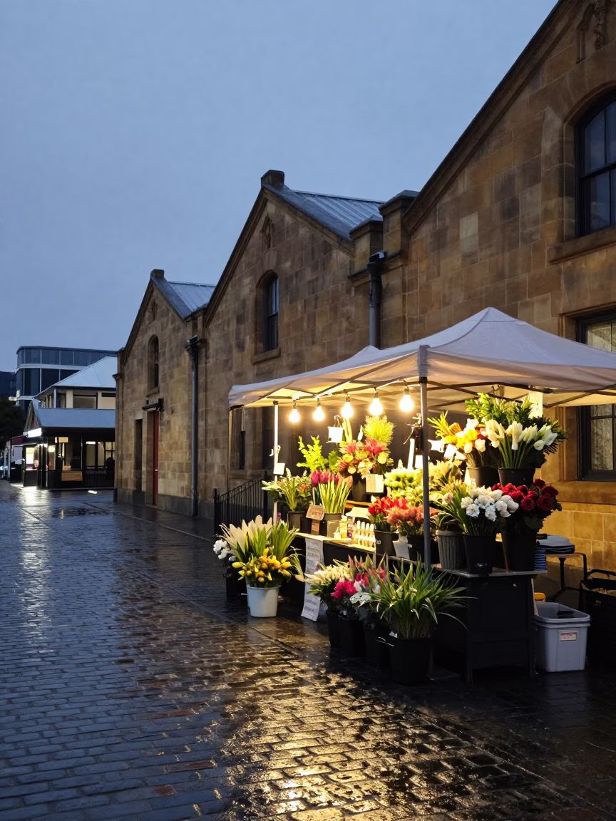 Florist Stall in Hobart in in Hobart, Tasmania, Australia