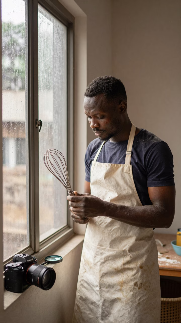 Flour-Dusted Portrait in Abeokuta Kitchen in in Abeokuta