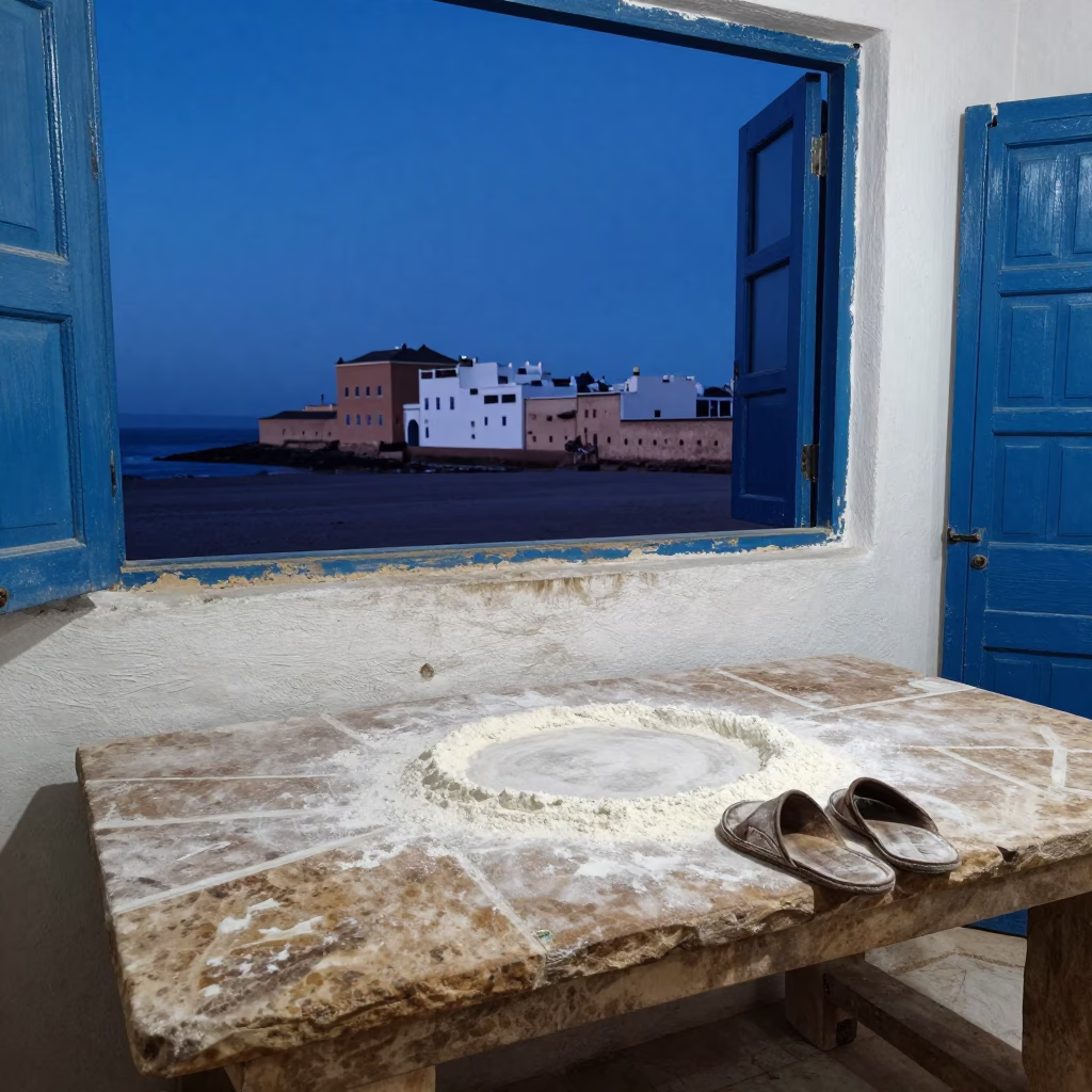 Flour-dusted Workspace in Essaouira in in Essaouira, Morocco