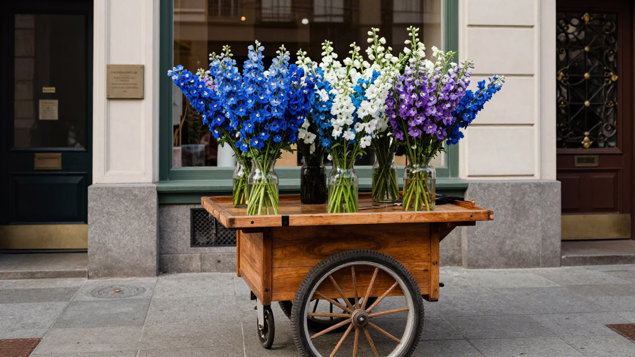 Flower Cart in San Francisco at The Early Afternoon Light in in San Francisco, California, United States