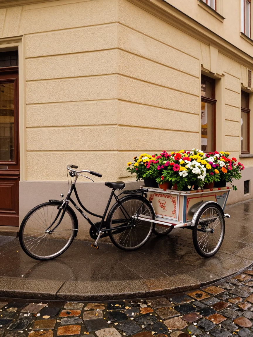 Flower Cart in Vienna in in Vienna, Austria