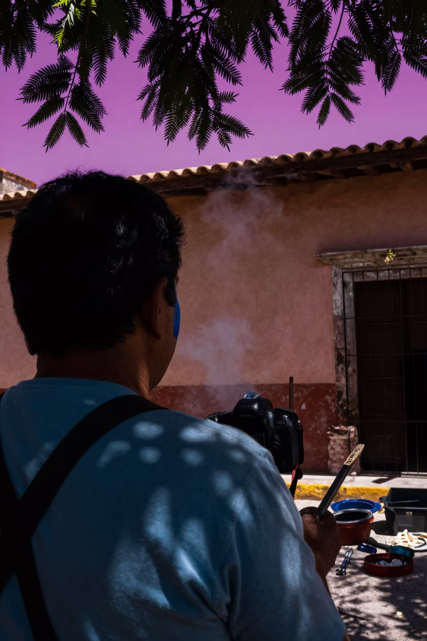 Flower Grower with Paint in Tonalá in in the old quarter in Tonalá