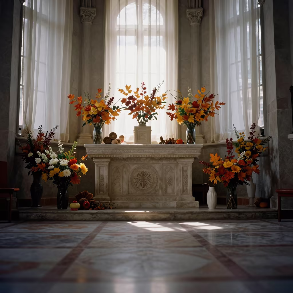 Flower Offerings at Stone Altar Patras in at the foot of a stone altar in Patras