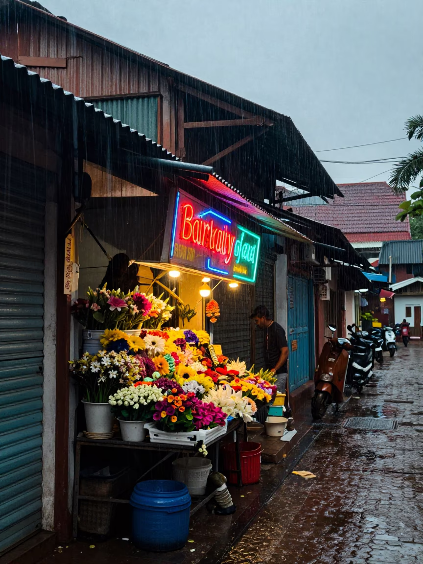 Flower Stall in Kochi in in Kochi, India