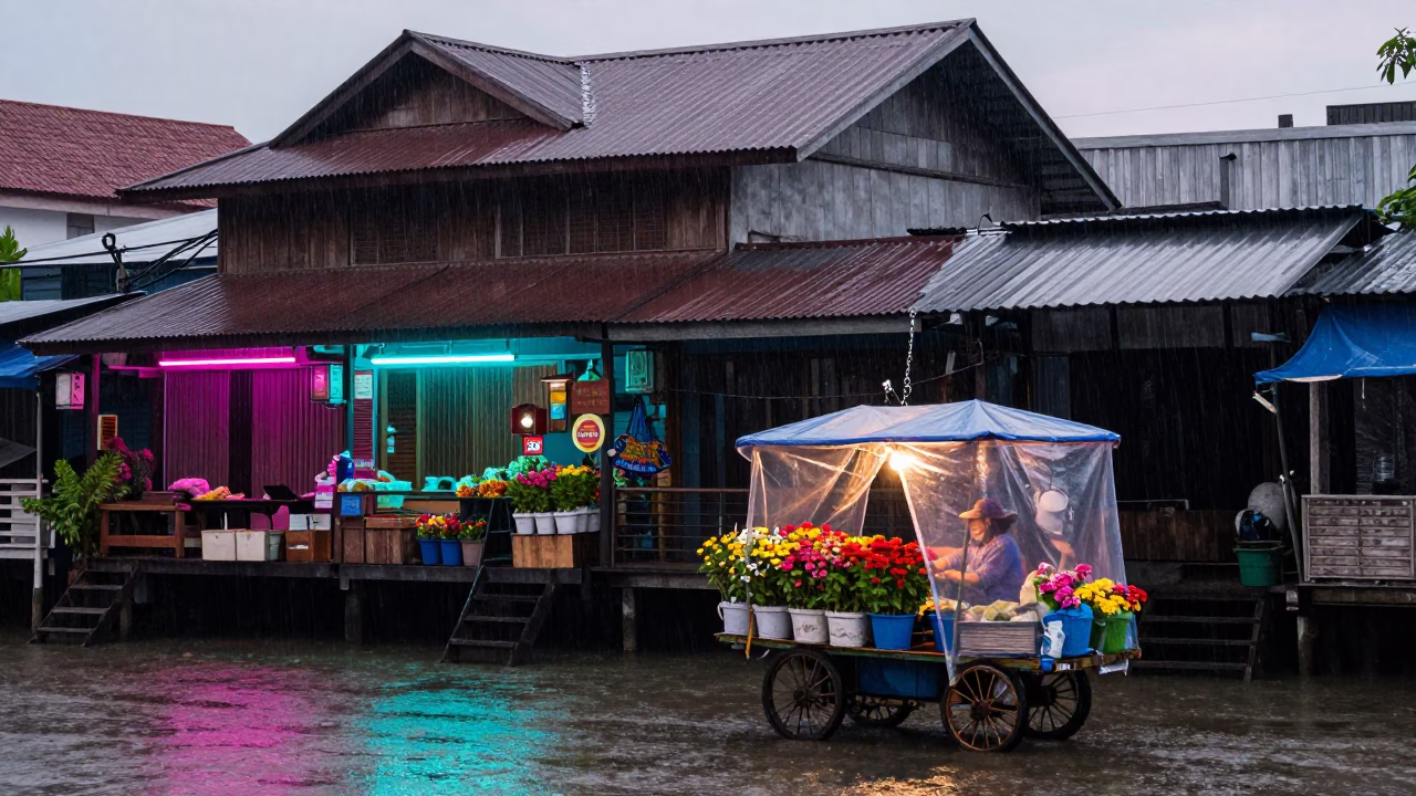 Flower Vendor in Bangkok in in Bangkok, Thailand