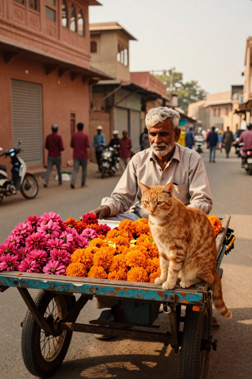 Flower Vendor in Jaipur in in Jaipur, India
