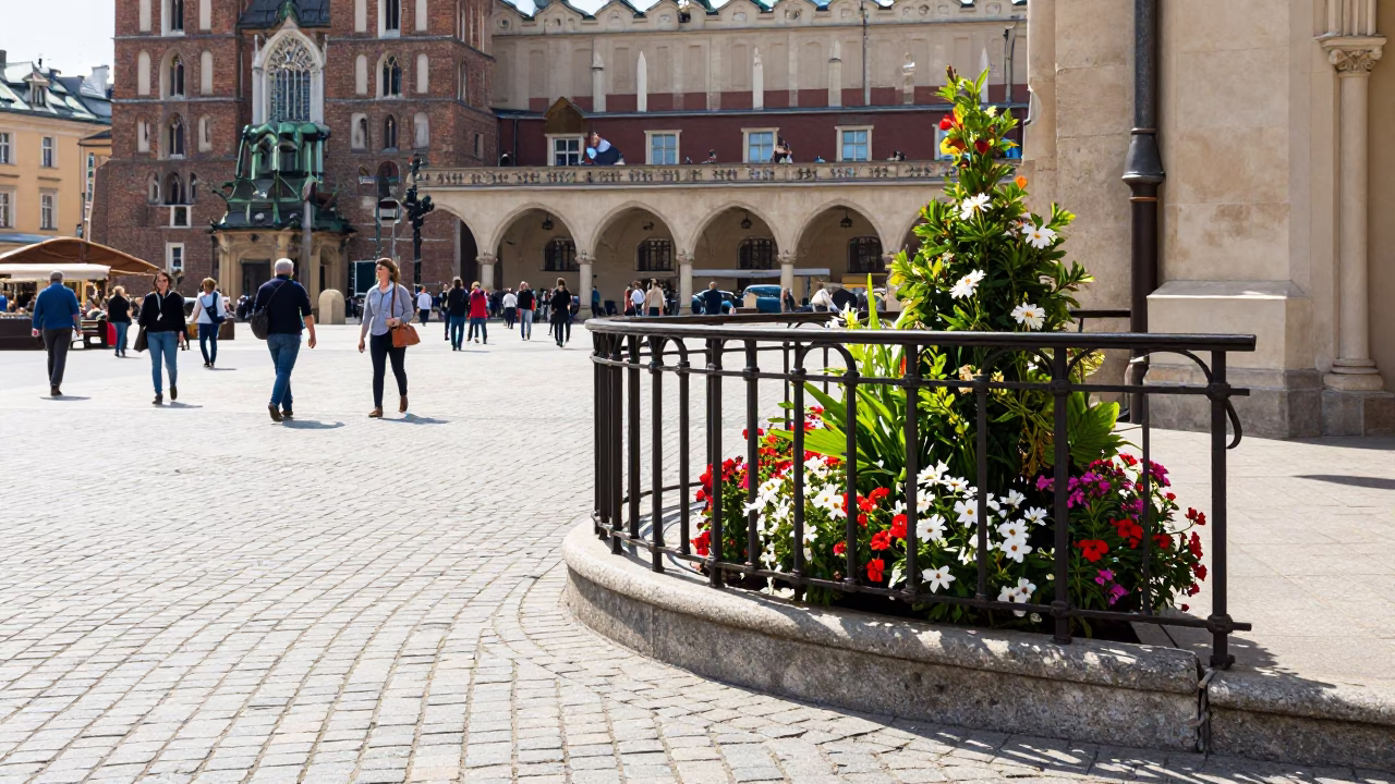 Flowering Plant in Krakow at Bright Midmorning Light in in Krakow, Poland