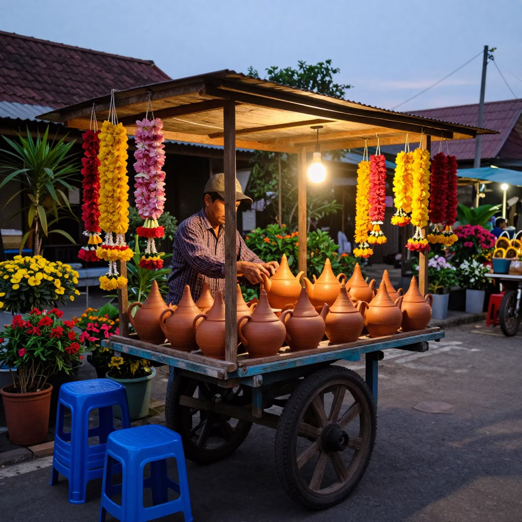 Flowering Plants in Yogyakarta at The Early Evening Light in in Yogyakarta, Indonesia