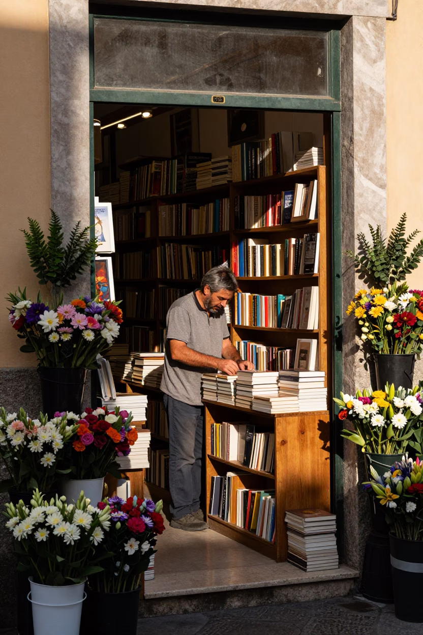 Flowers in Palermo at The Early Afternoon Light in in Palermo, Italy