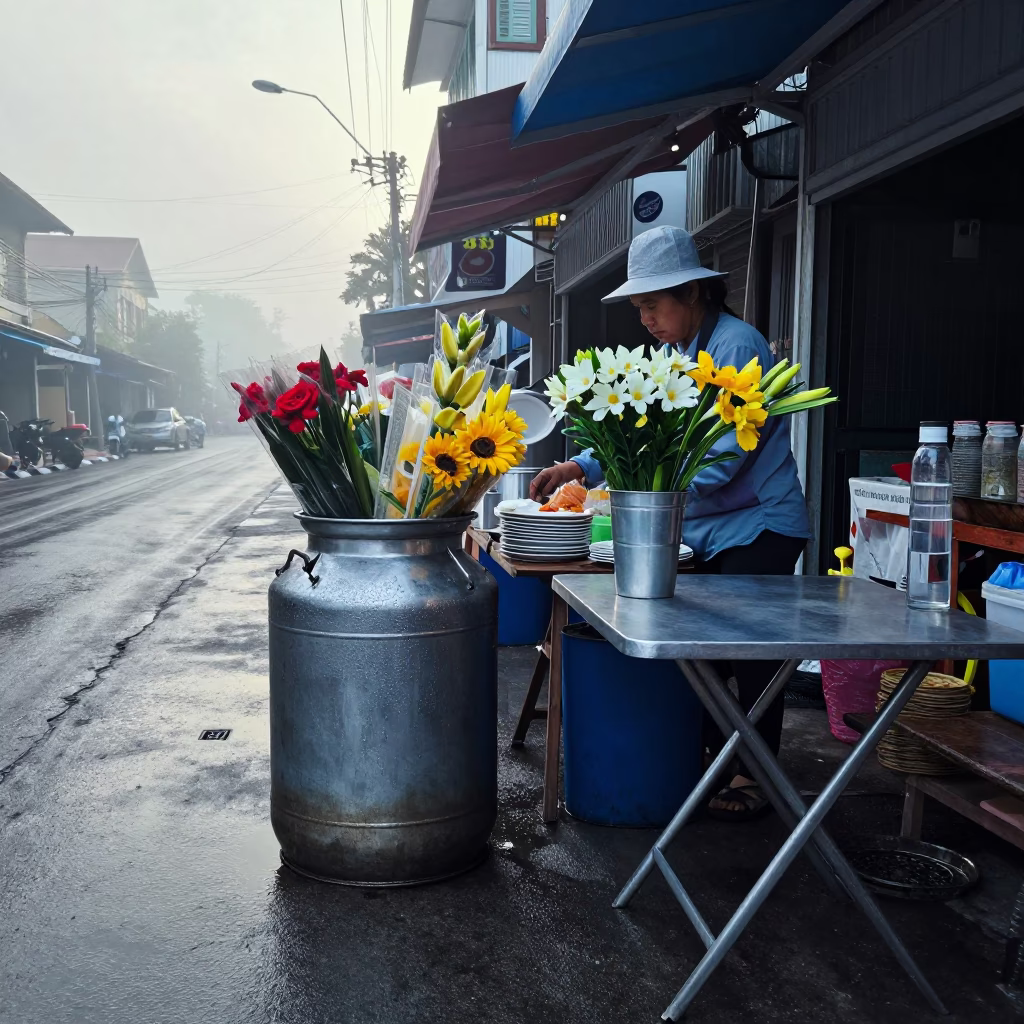 Flowers in Phuket at Early Morning Light in in Phuket, Thailand