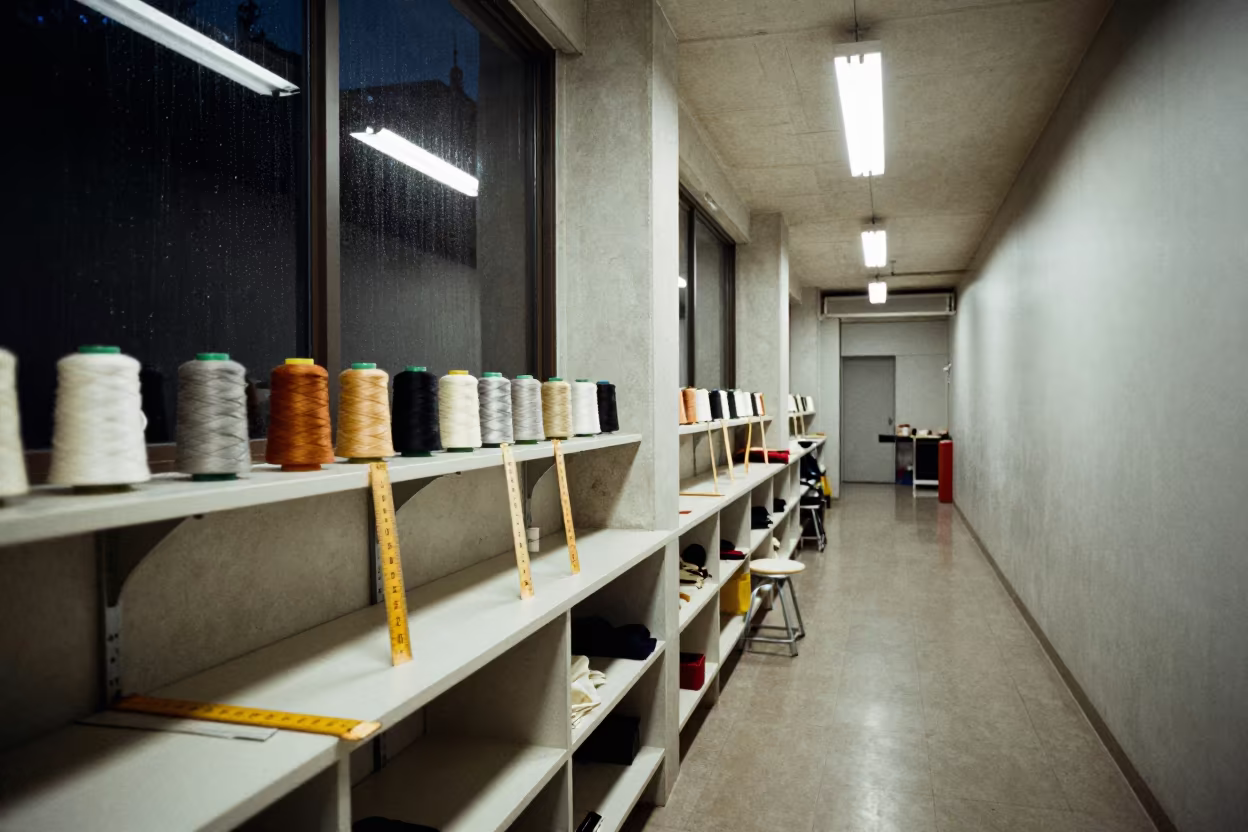 Fluorescent Fashion Shelf in Kunming Night Corridor in in a backstage changing corridor in Kunming