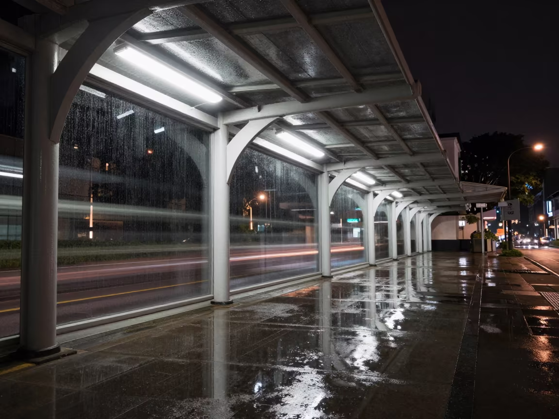 Fluorescent Steel Geometry in Little India Arcade in inside a glass-roofed arcade in Little India, Singapore