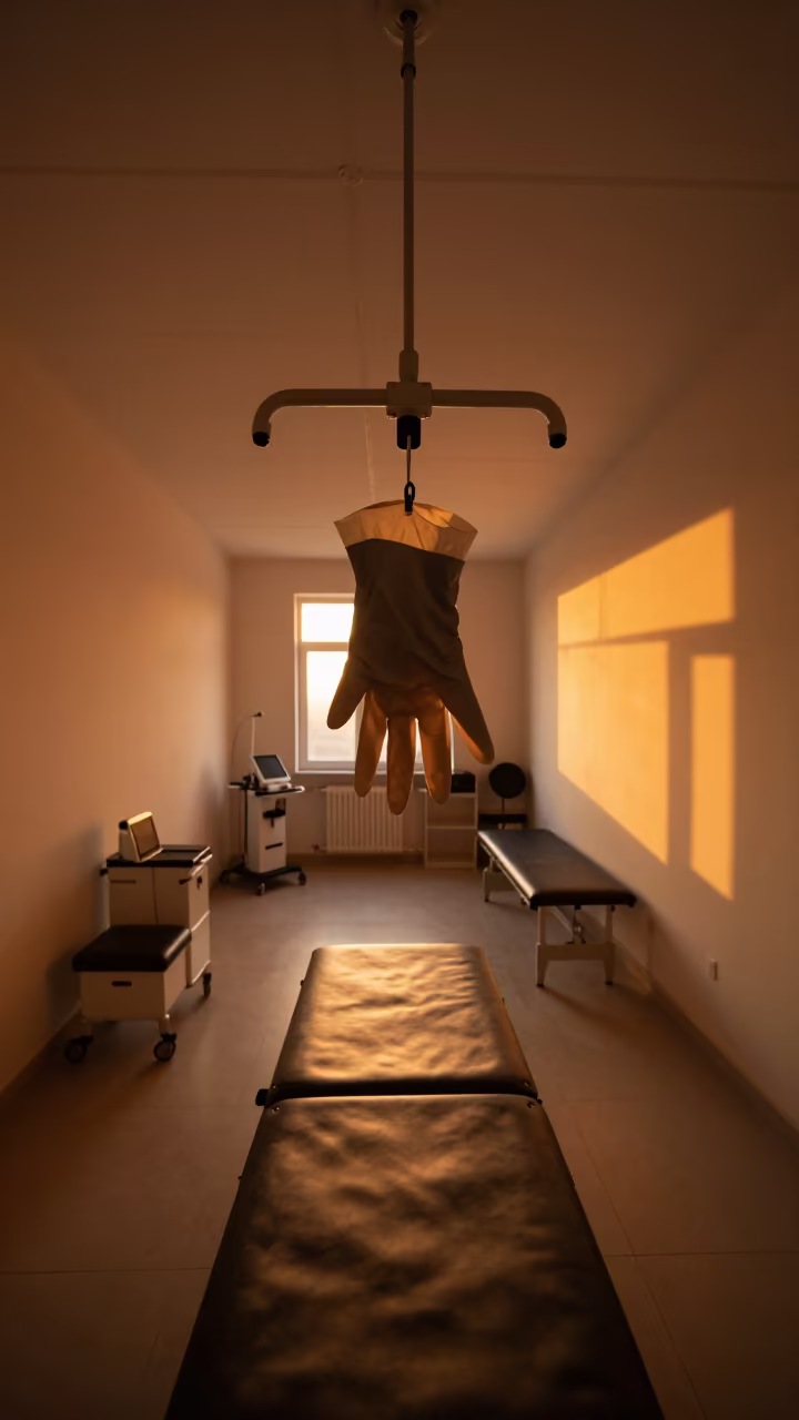 Fluoroscopy Lead Glove Hanger Sunset Rehab Nasiriyah in inside a rehabilitation gym in Nasiriyah