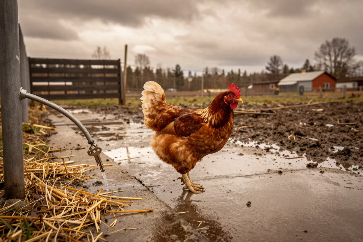 Flush Key on Damp Concrete in Latvian Paddock in along a muddy paddock fence in Latvia