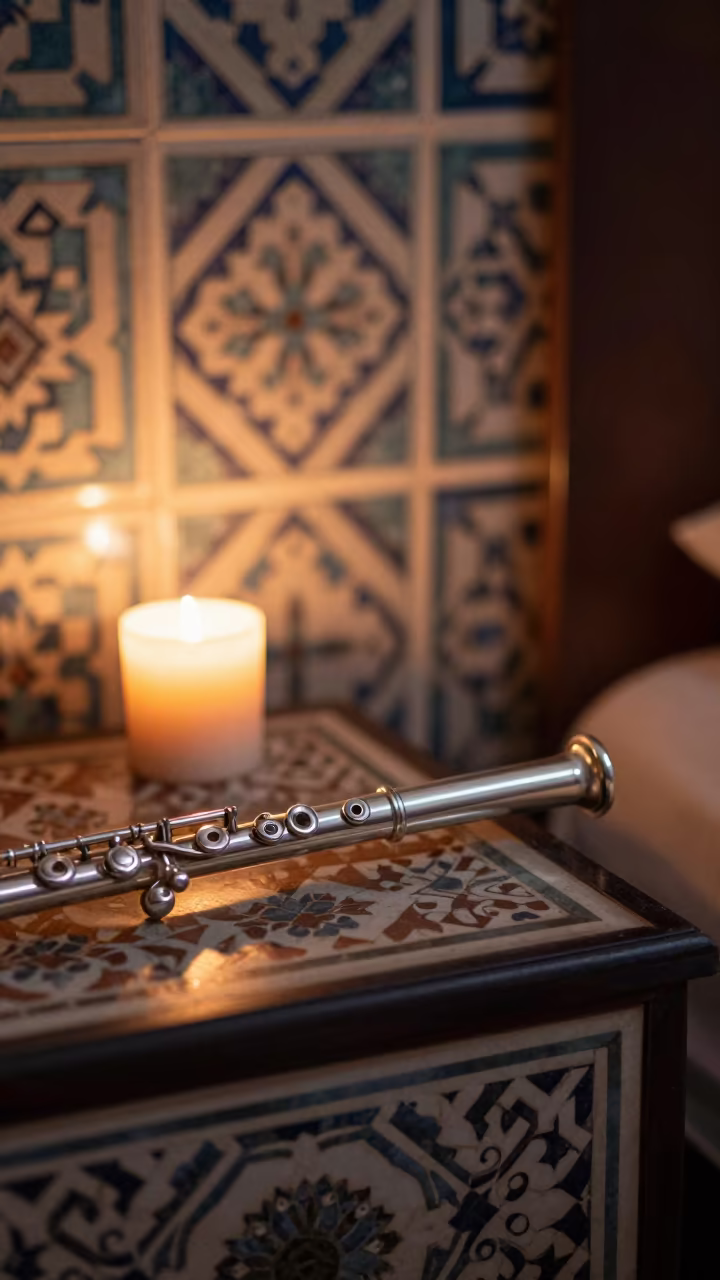 Flutist Cadenza Sunset Candlelight Quetta in on a bedside table in Quetta