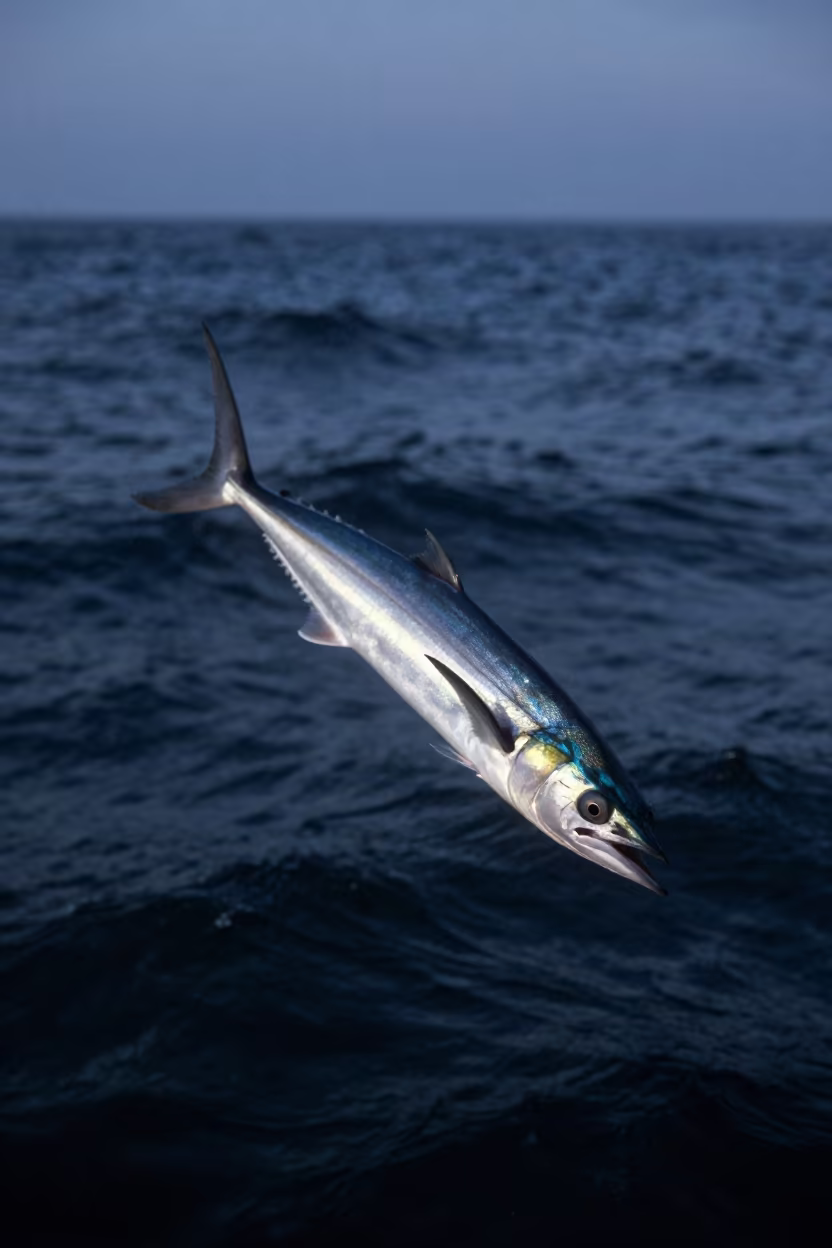 Flying Fish Gliding Above Blue Hour Waves in near Durban