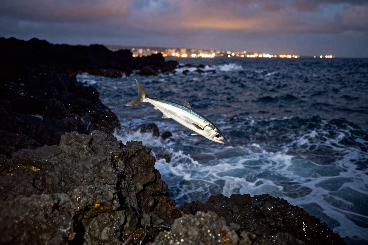 Flying Fish Above Volcanic Waves at Salvador in beside a volcanic drop-off near Salvador