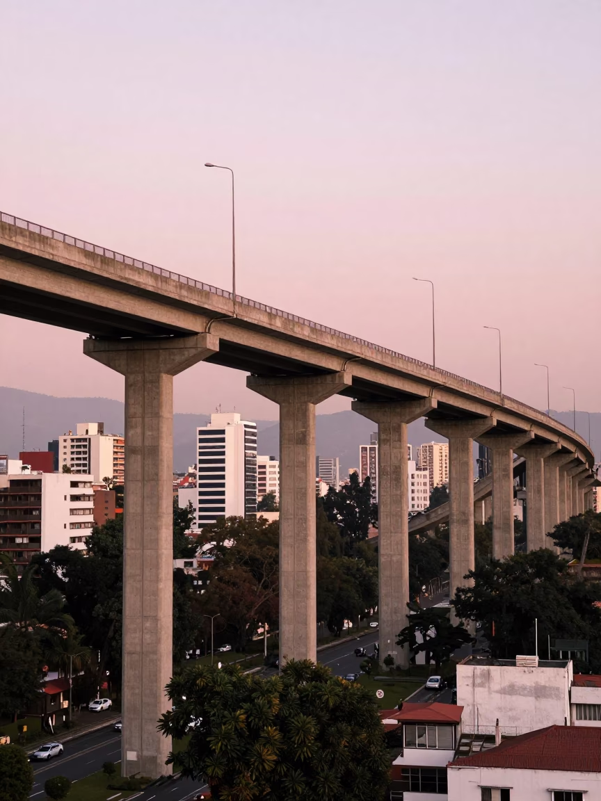 Flyover Stack in Mexico City at Clear Late-afternoon Light in in Mexico City, Mexico