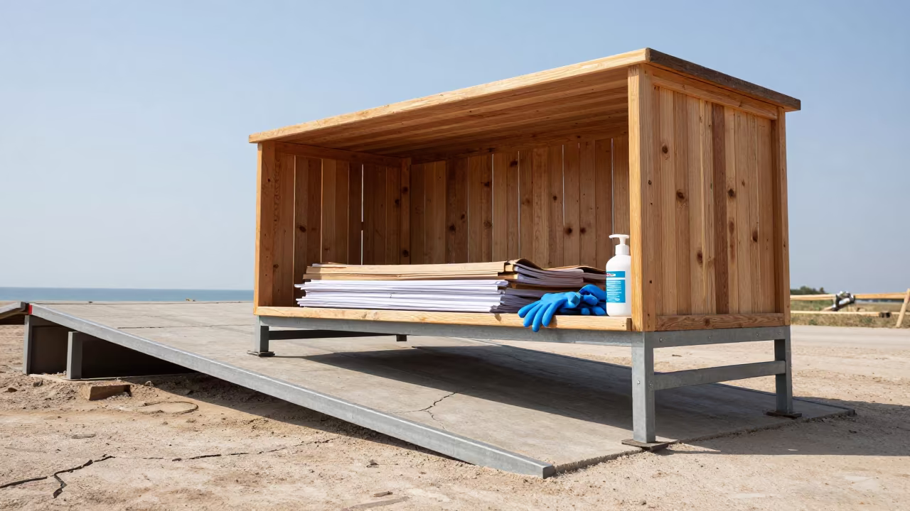 Foaling Monitor Shelf at French Stockyard Ramp in at a stockyard loading ramp in France