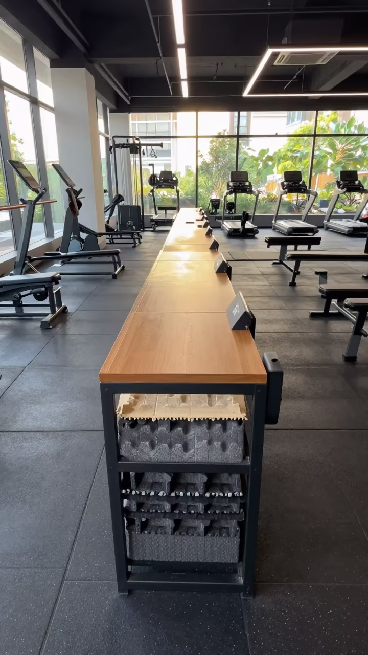 Foam Tile Crate at Hangzhou Gym Desk in at a gym check-in desk in Hangzhou