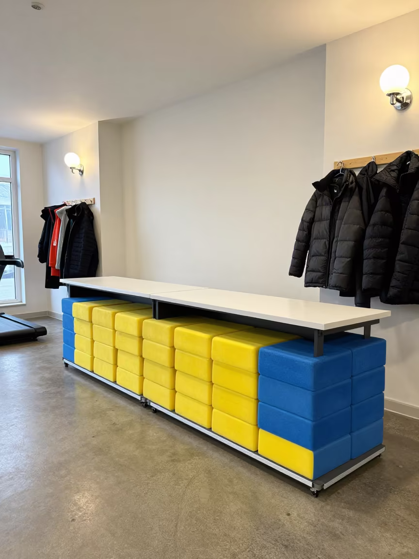 Foam Wedge Rack at Harbin Gym Desk in at a gym check-in desk near Harbin