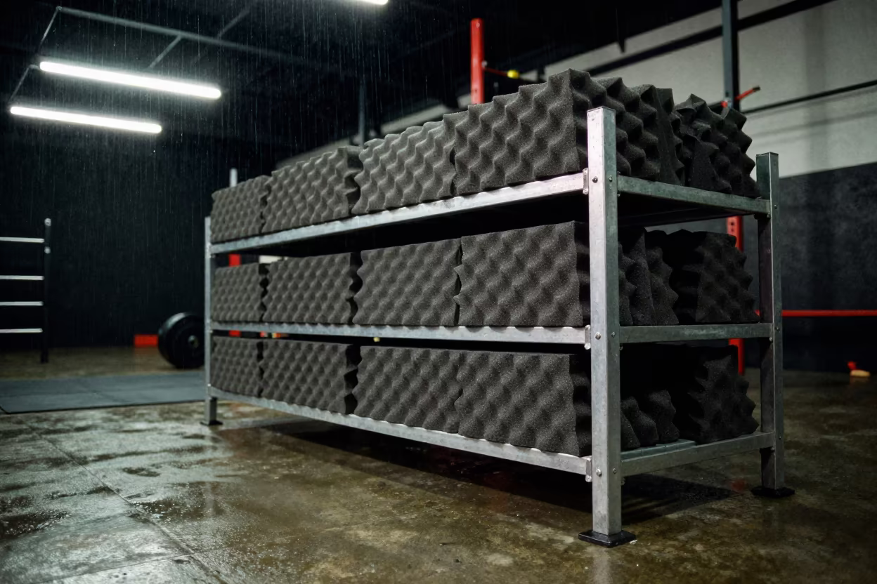 Foam Wedge Rack in Predawn Kinshasa Gym in inside a strength room in Kinshasa