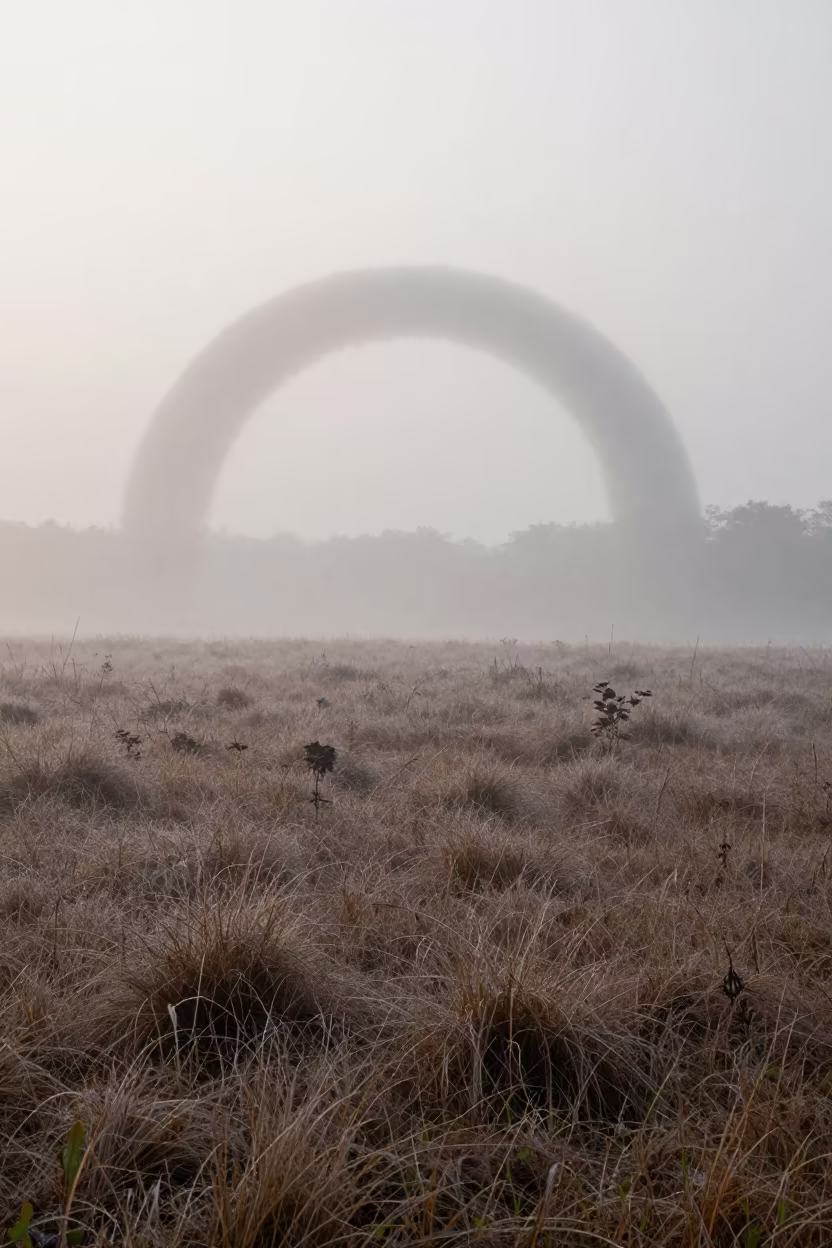 Fog Bow Over Dewy Moor in Tripura Dawn in across a storm-bright plain in Tripura
