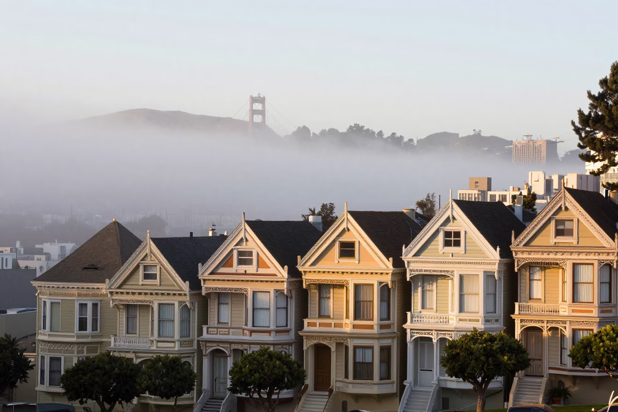 Fog Rolling in San Francisco at The Early Morning Light in in San Francisco, California, United States