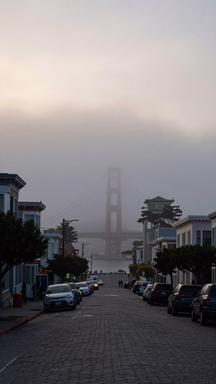 Fog Rolling in San Francisco at The Still Hours Before Dawn Light in in San Francisco, California, United States