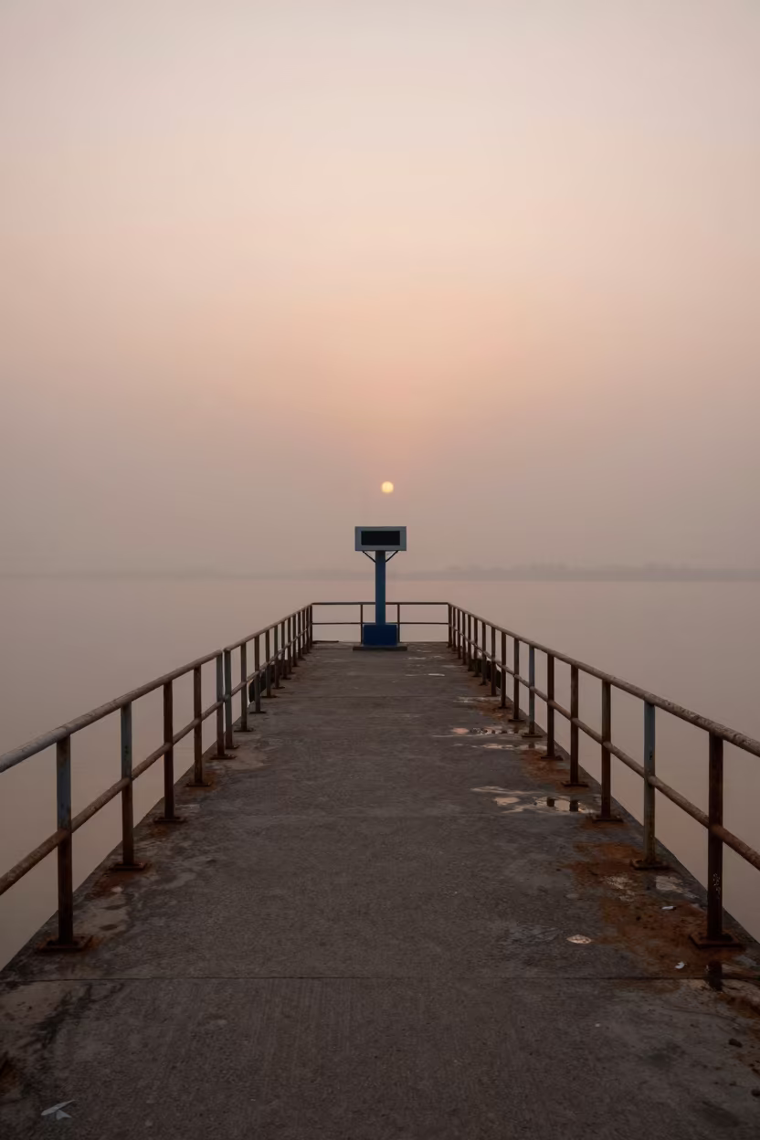 Fogbound Harbor Scanner Dock Assam Before Intake in beside a fogbound harbor mouth in Assam