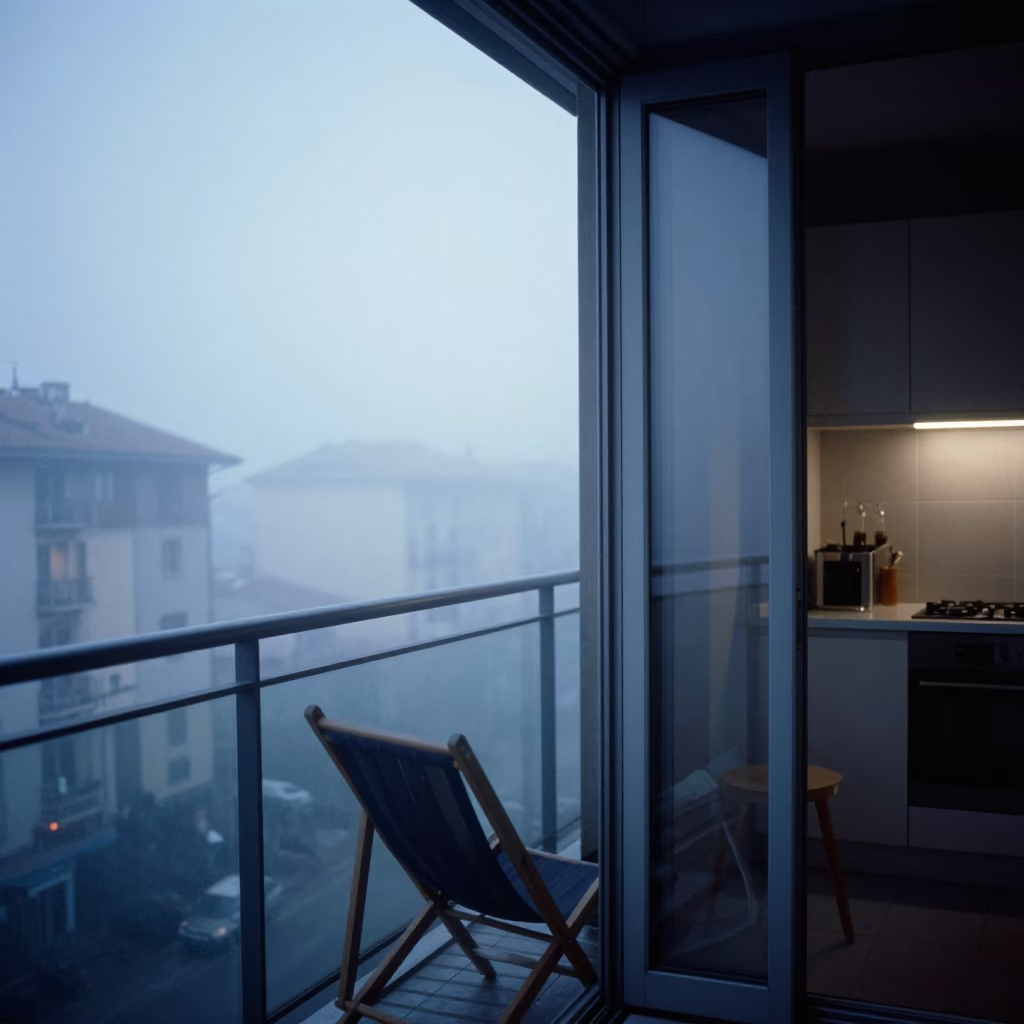 Fogged Balcony in Milan in in Milan, Italy