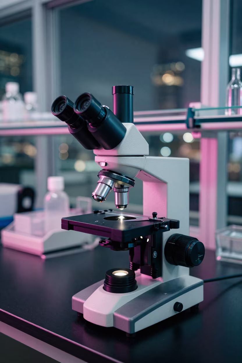 Fogged Microscope Eyepiece in Bangkok Lab in at an engineering workbench in Silom, Bangkok