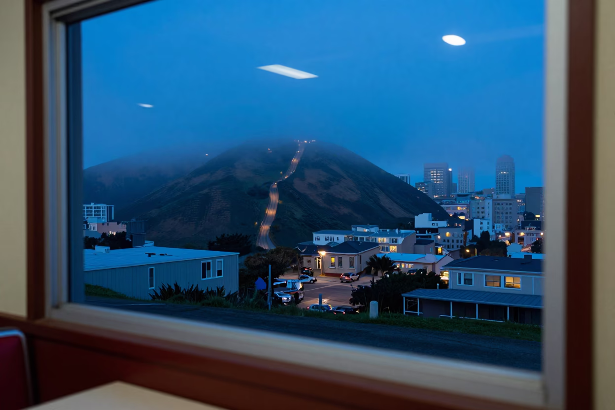 Foggy Hills in San Francisco at The Last Blue Light Of Evening in in San Francisco, California, United States