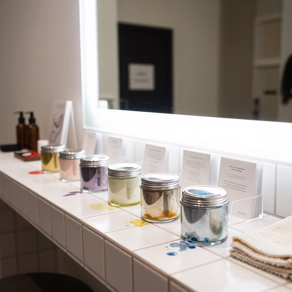 Foil Comb Soak Jar in London Salon Light in in a beauty supply area under white LEDs near London