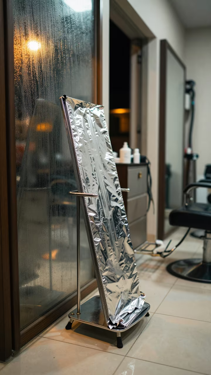 Foil Dispenser Rack in Salalah Salon Night in inside a salon row near Salalah
