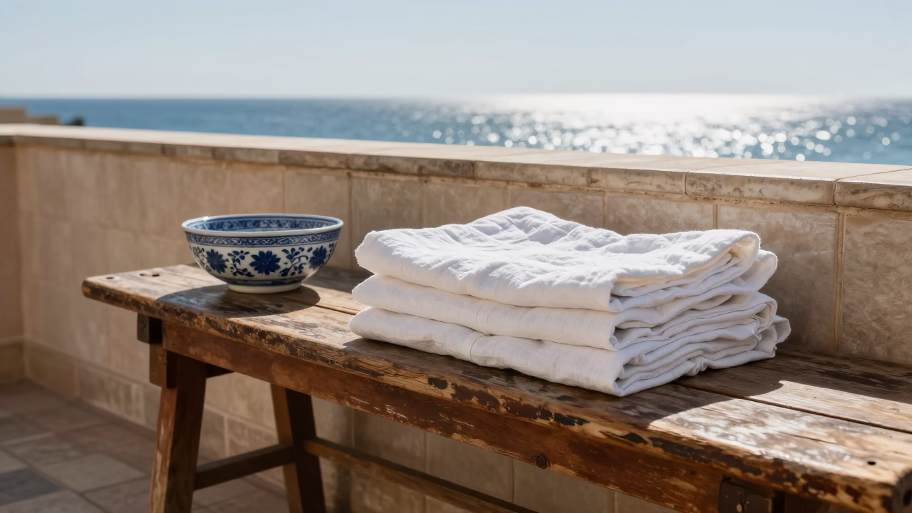 Folded Linen Creases in Alexandria in in Alexandria, Egypt