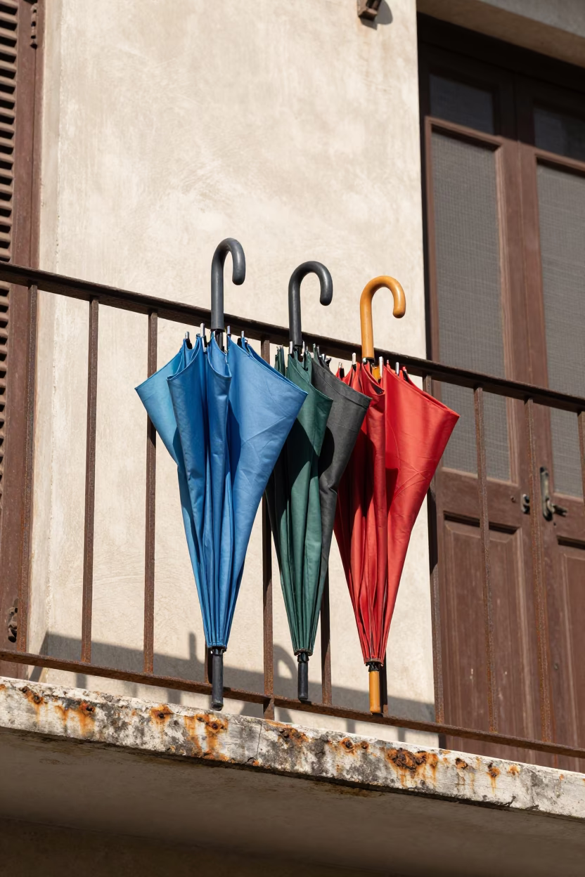 Folded Umbrellas in Buenos Aires in in Buenos Aires, Argentina