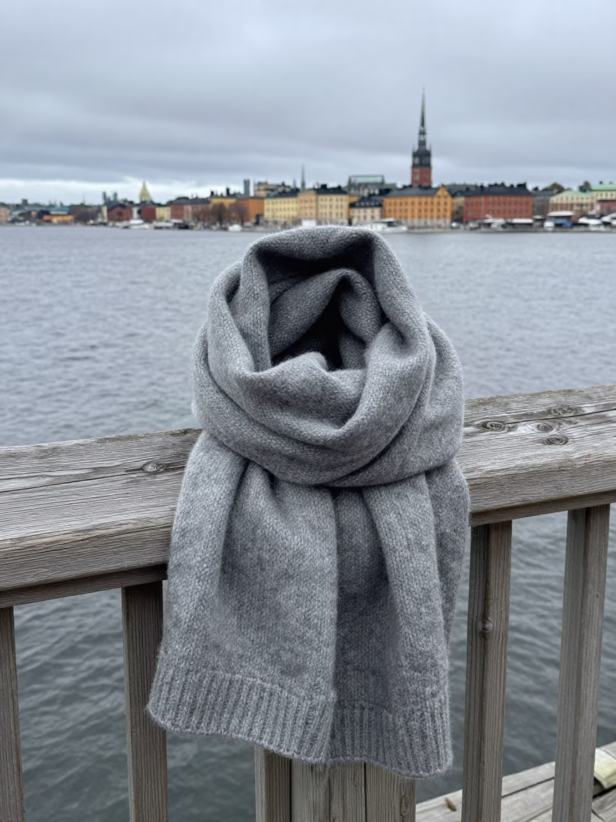 Folded Wool Scarf in Stockholm in in Stockholm, Sweden