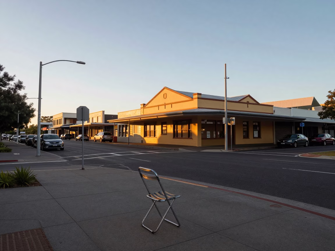 Folding Chair in Adelaide at First Light Of Dawn in in Adelaide, South Australia, Australia