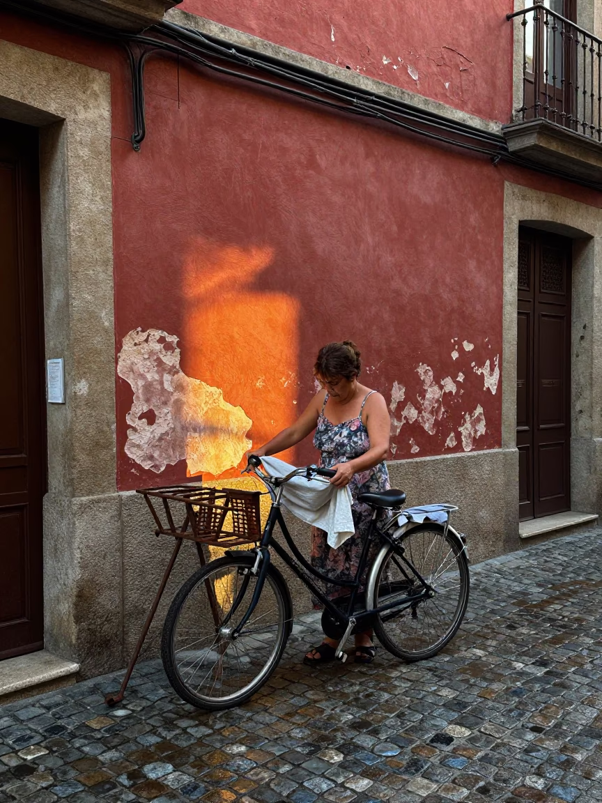 Folding Linen in Bilbao in in Bilbao, Spain