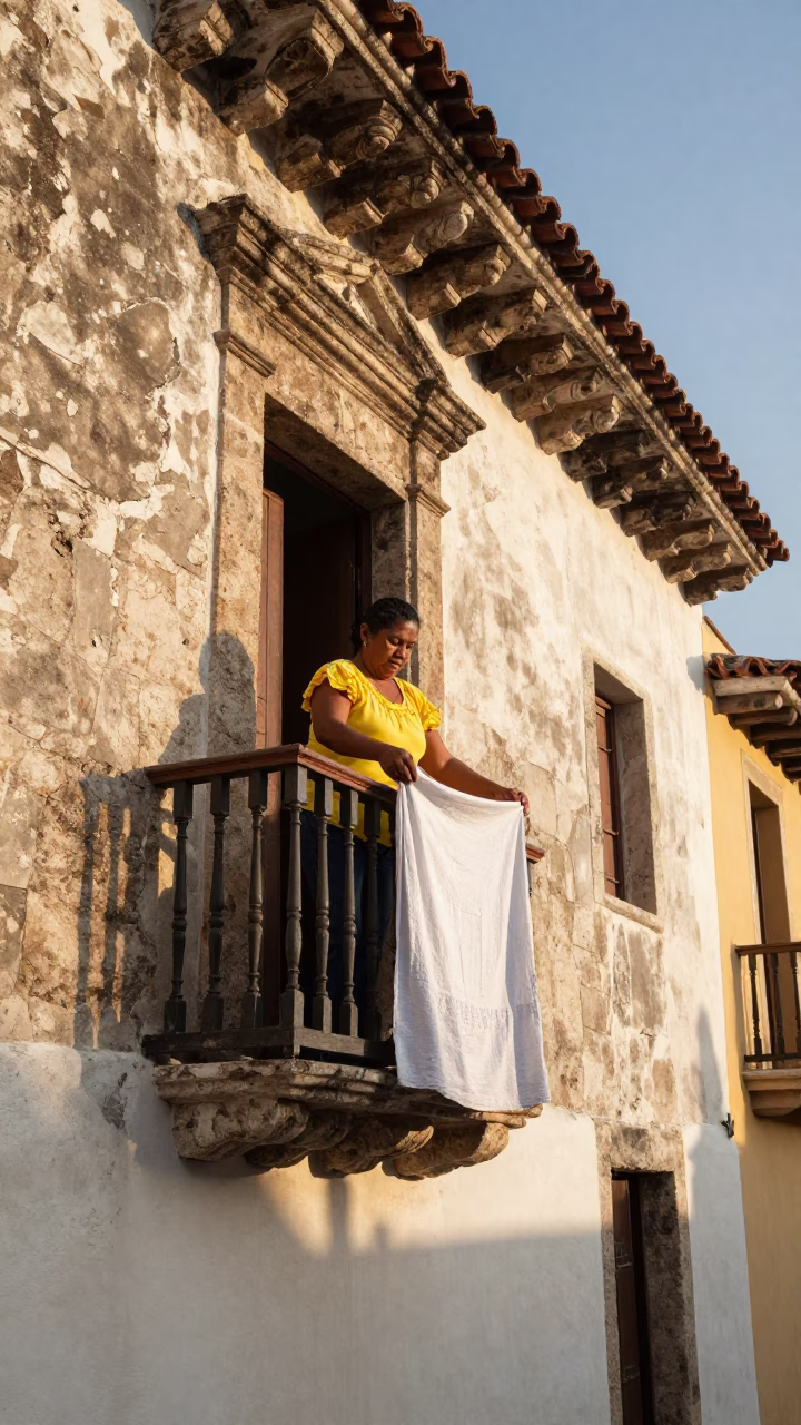 Folding Linen in Cartagena in in Cartagena, Colombia