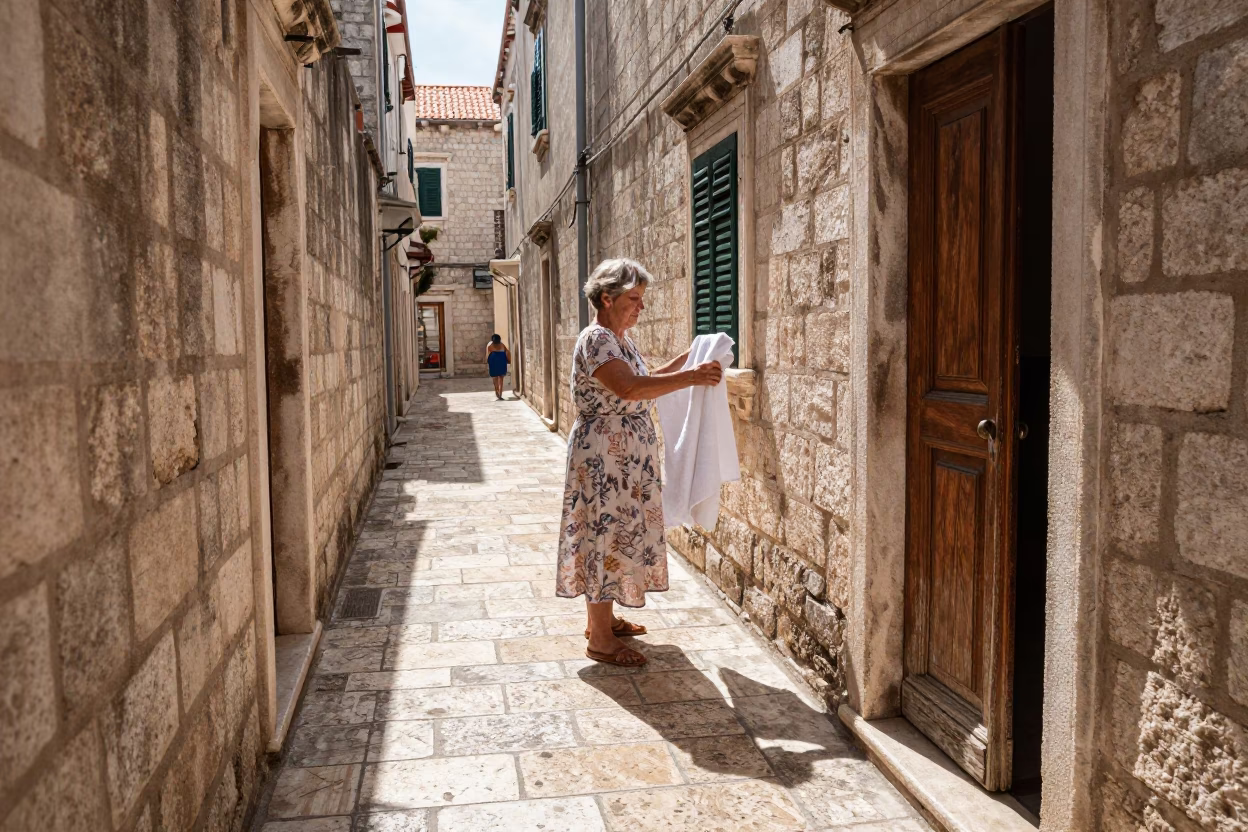 Folding Towel in Dubrovnik in in Dubrovnik, Croatia