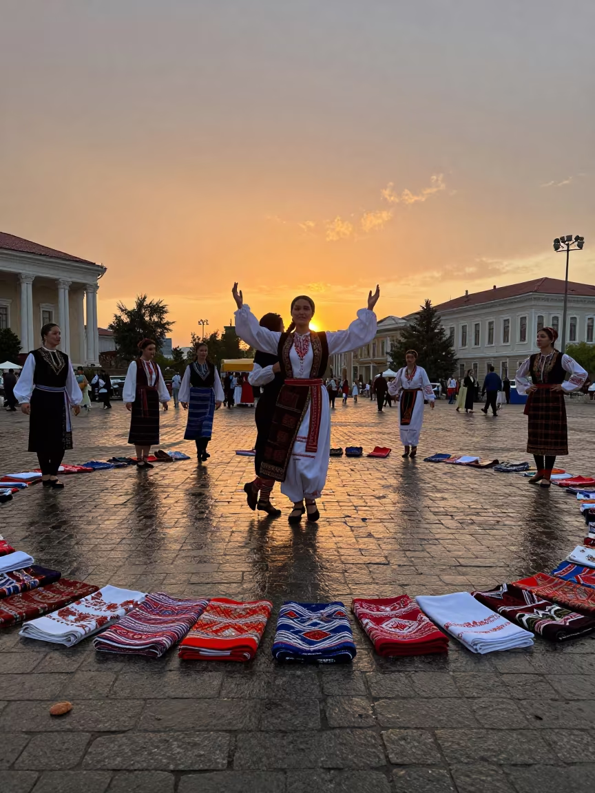 Folk Dance Costume in Makhachkala Square in at a public square during a festival in Makhachkala