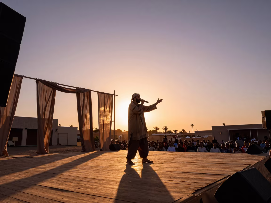 Folk Singer Performs at Hurghada Harvest Festival in on a festival main stage in Hurghada