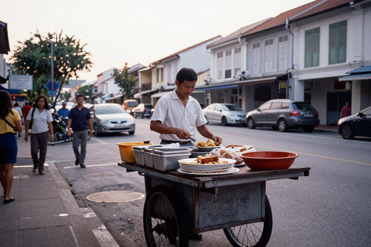 Food 1960s in George Town at The Early Morning Light in in George Town, Malaysia