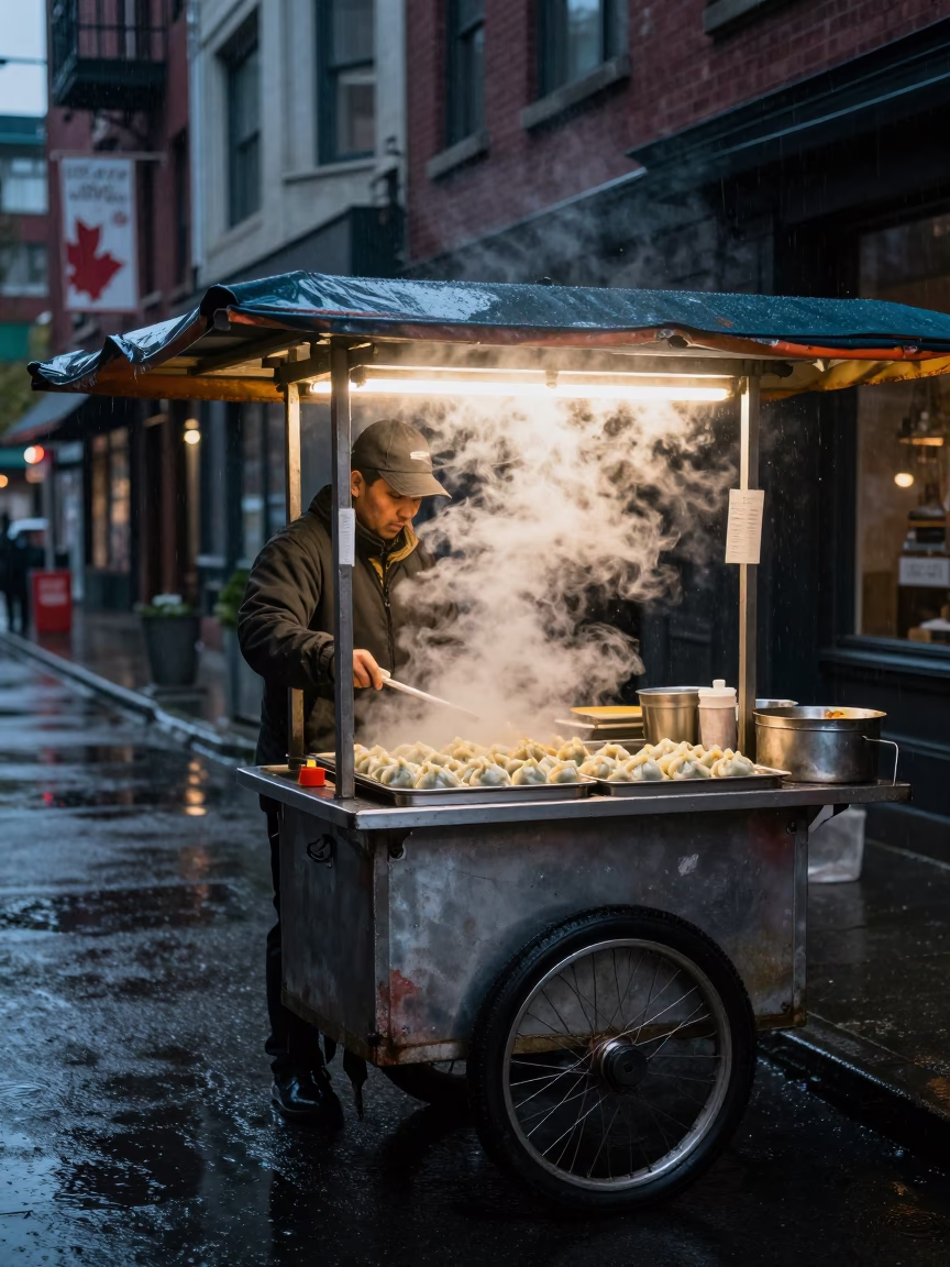Food Cart in Vancouver in in Vancouver, British Columbia, Canada