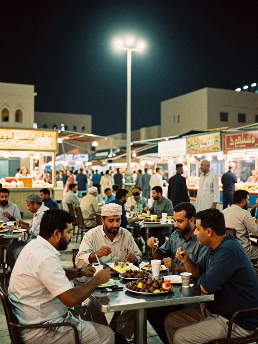 Food Court in Muscat at Deep In The Night Light in in Muscat, Oman